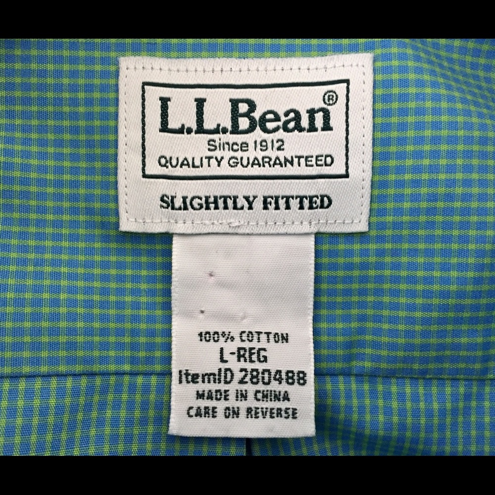 LL Bean Slightly Fitted L/S Button Shirt Sz Large - Picture 4 of 4